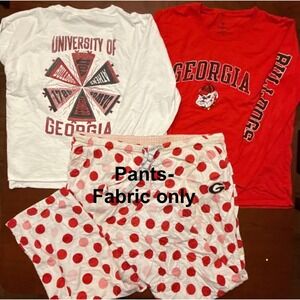 Georgia Bulldogs women XL long sleeve shirts & polka dot cotton fabric *read*